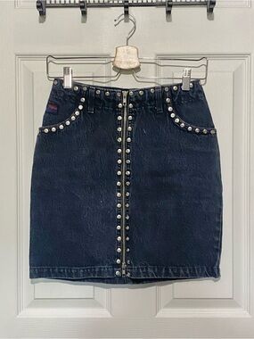 Cobra Denim Vintage Stud-Trim Mini Skirt